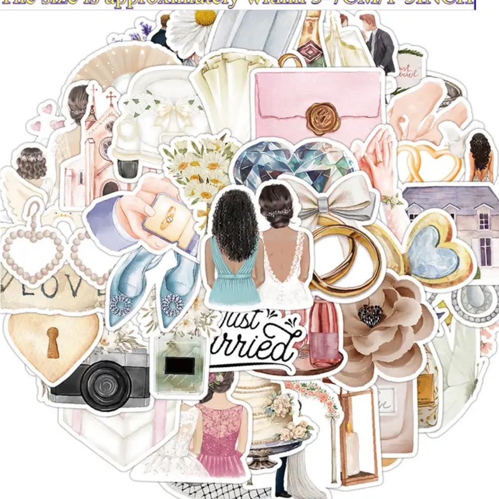 3/20$ Wedding Design Stickers pack of 15